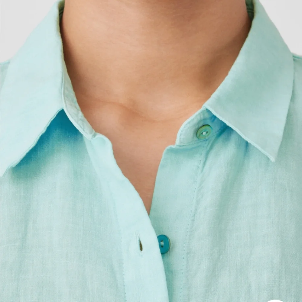 Eileen Fisher Hankerchief Linen Sleeveless Button Down Shirt Blouse Womens Small - Picture 5 of 11